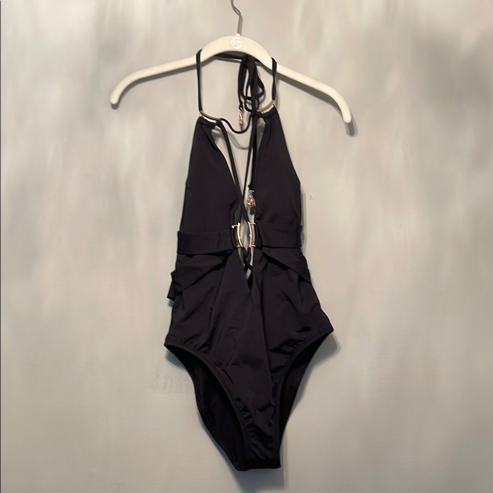 NWT TRINA TURK SIZE 8 Stylish Black Kids One Piece Swimsuit - Picture 3 of 11